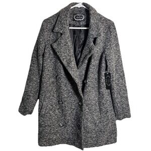 NWT Ambiance Small Women's Coat Gray Black Tweed Long Dressy‎ Overcoat